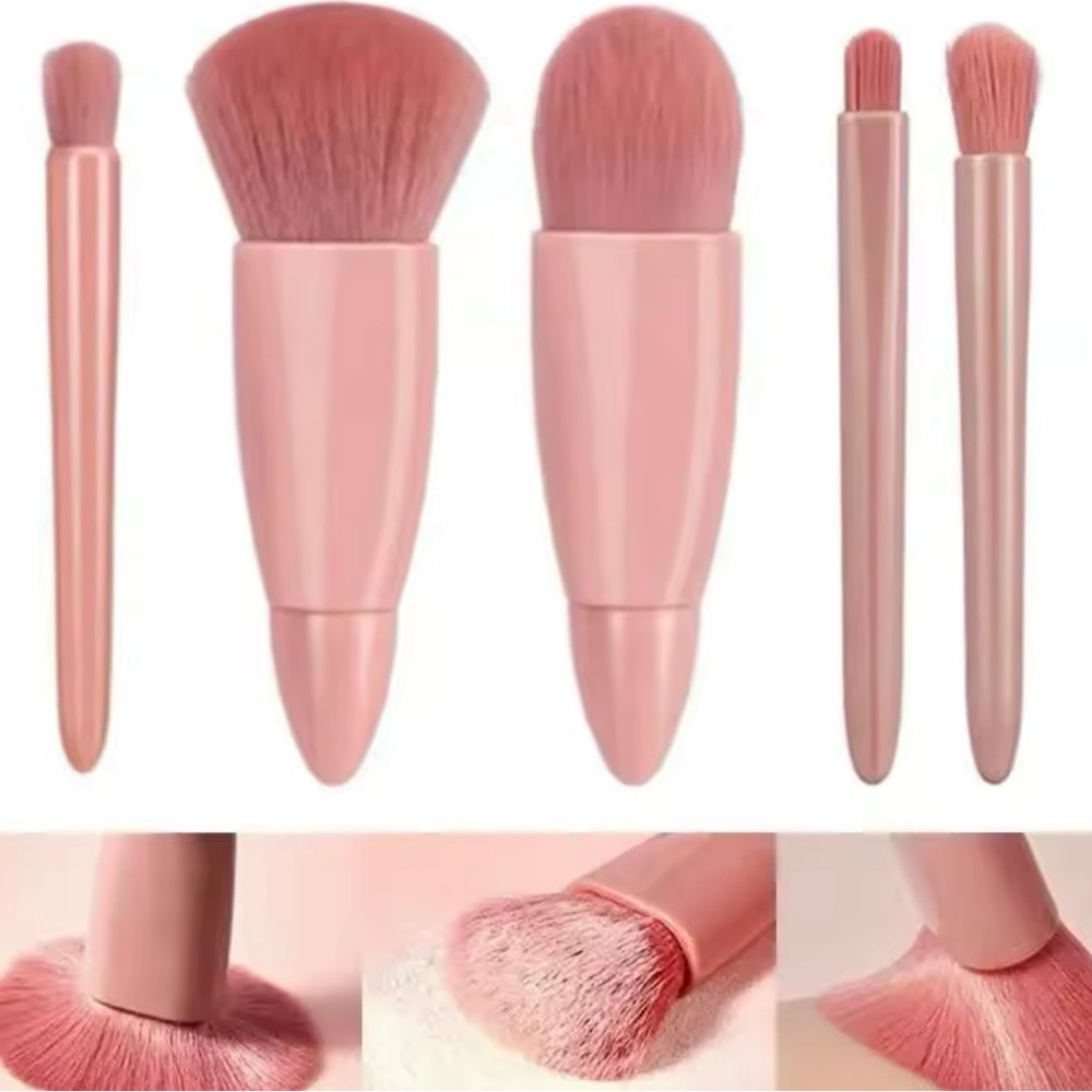 3/$15 Pink Compact Makeup Brush Set for Women - Picture 3 of 5